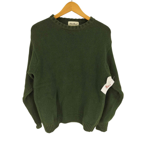 エディーバウアー Eddie Bauer 90-00S 白タグ 畦編み コットン クルーネック ニット セーター メンズ import:XS