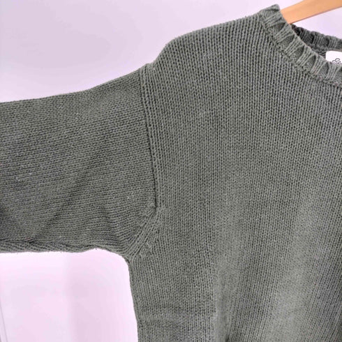 エディーバウアー Eddie Bauer 90-00S 白タグ 畦編み コットン クルーネック ニット セーター メンズ import:XS