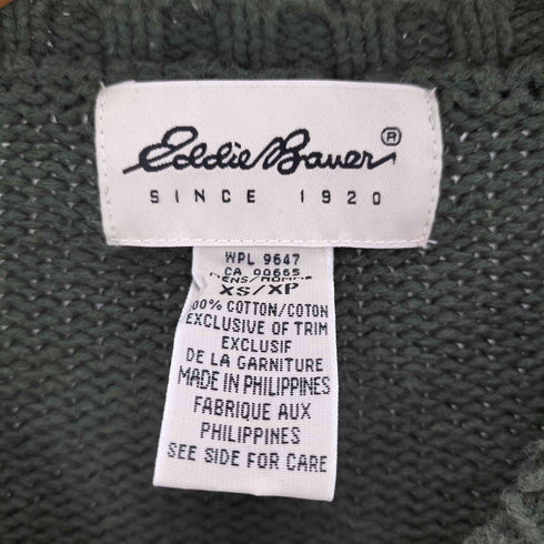 エディーバウアー Eddie Bauer 90-00S 白タグ 畦編み コットン クルーネック ニット セーター メンズ import:XS