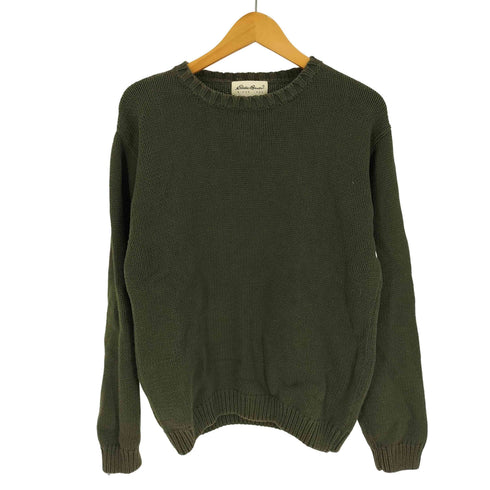 エディーバウアー Eddie Bauer 90-00S 白タグ 畦編み コットン クルーネック ニット セーター メンズ import:XS