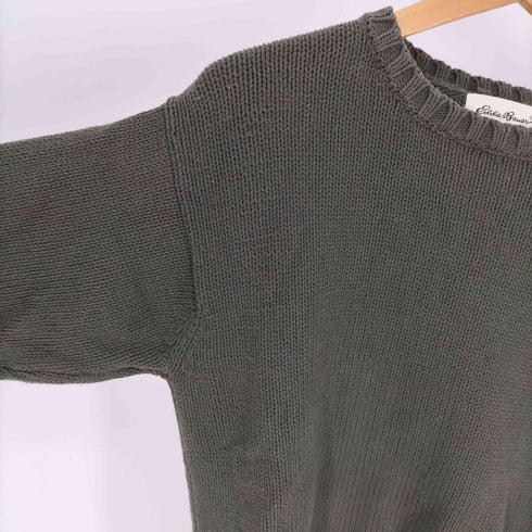 エディーバウアー Eddie Bauer 90-00S 白タグ 畦編み コットン クルーネック ニット セーター メンズ import:XS