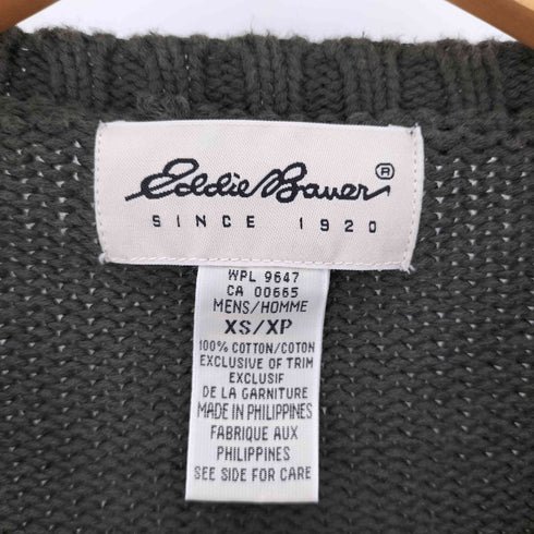 エディーバウアー Eddie Bauer 90-00S 白タグ 畦編み コットン クルーネック ニット セーター メンズ import:XS