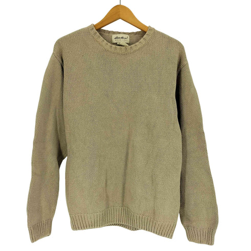 エディーバウアー Eddie Bauer 90-00S 白タグ 畦編み コットン クルーネック ニット セーター メンズ import:XS