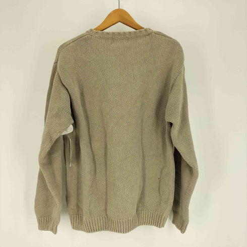 エディーバウアー Eddie Bauer 90-00S 白タグ 畦編み コットン クルーネック ニット セーター メンズ import:XS