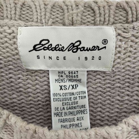 エディーバウアー Eddie Bauer 90-00S 白タグ 畦編み コットン クルーネック ニット セーター メンズ import:XS