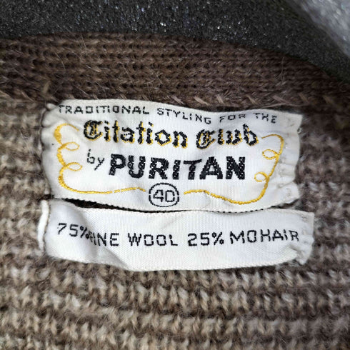 ピューリタン PURITAN 60s Citation Club モヘア混ファインウール フルジップ ノルディックカーディガン 棒TALON メンズ US:40