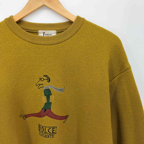 DOLCE おじさん刺繍 ウール ニット セーター メンズ JPN:50