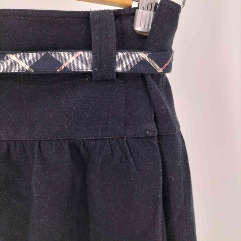 バーバリーブルーレーベル BURBERRY BLUE LABEL グレー ノバチェック ベルト ウール ナイロン 巻き ラップ スカート レディース EUR:38
