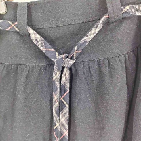 バーバリーブルーレーベル BURBERRY BLUE LABEL グレー ノバチェック ベルト ウール ナイロン 巻き ラップ スカート レディース EUR:38
