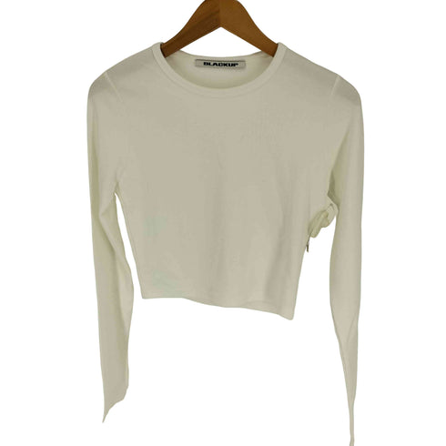 BLACKUP Knit Like Ribbed Long クロップド クルーネック カットソー 韓国 レディース import:S