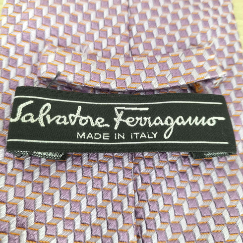 サルヴァトーレフェラガモ Salvatore Ferragamo 3D ボックスデザイン シルクネクタイ メンズ
