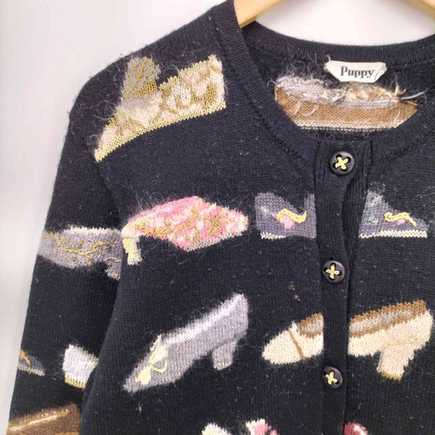 Puppy シルク混 パンプス刺繍 ニット カーディガン レディース