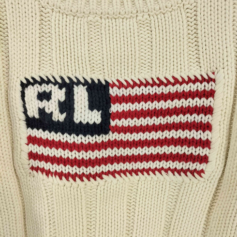 ポロジーンズカンパニーラルフローレン POLO JEANS COMPANY RALPH LAUREN 星条旗 ケーブルコットンニット レディース import:L