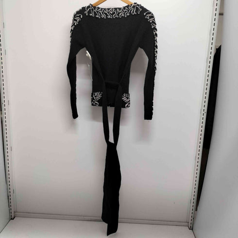 ヴァレンチノローマ valentino roma 3D パターン ベルテッド カシミヤ ウール リブニット カーディガン レディース