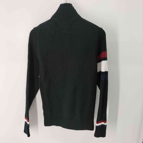トミーヒルフィガー TOMMY HILFIGER 袖ロゴ トリコカラー ハイネック ハーフボタン長袖セーター レディース M