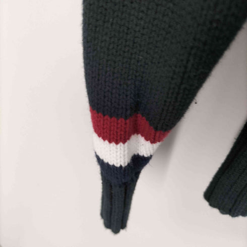 トミーヒルフィガー TOMMY HILFIGER 袖ロゴ トリコカラー ハイネック ハーフボタン長袖セーター レディース M