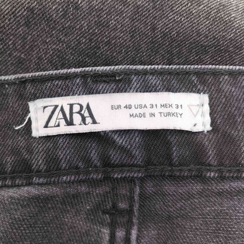ザラ ZARA リペア 加工 ストレッチ テーパード ブラック デニム パンツ メンズ 31