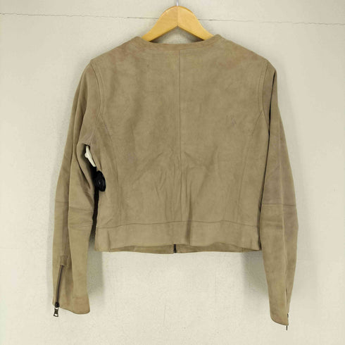 バナナリパブリック BANANA REPUBLIC GOAT ゴートスキン ノーカラースエードジャケット レディース M
