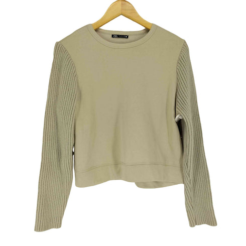 ザラ ZARA ニット切替クルーネックスウェット レディース import:S