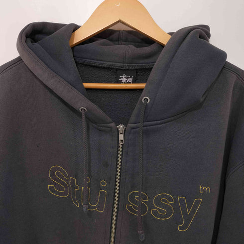 ステューシー Stussy 00S オールドステューシー黒タグ ロゴ刺繍 フルジップパーカー メンズ import:XL