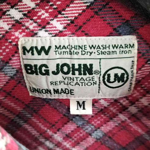 ビッグジョン BIG JOHN 80-90S L/S チェックネルシャツ ヘビネル メンズ import:M