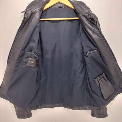 ジョルジオアルマーニ Giorgio Armani MADE IN ITALY レザータグ 羊革 ラムレザー シングルライダース レザージャケット メンズ 50