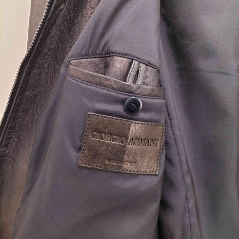 ジョルジオアルマーニ Giorgio Armani MADE IN ITALY レザータグ 羊革 ラムレザー シングルライダース レザージャケット メンズ 50