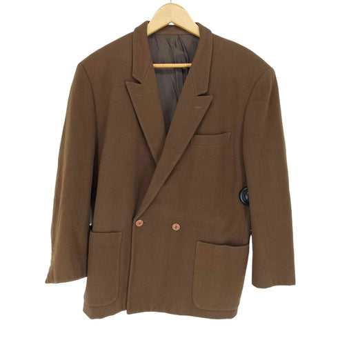 イッセイミヤケメン ISSEY MIYAKE MEN 80S 筆タグ ヘリンボーンウールダブルブレストテーラードジャケット メンズ S