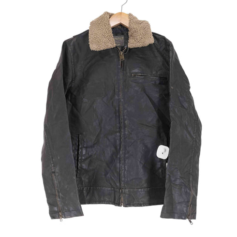 エアロポステール AEROPOSTALE フェイクレザー ボアカラージップアップジャケット メンズ XS