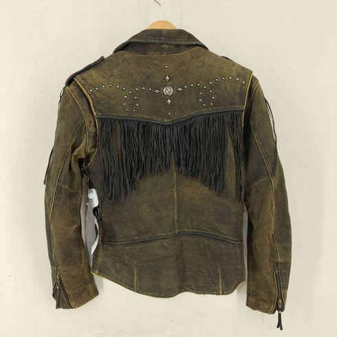 ハーレーダビッドソン HARLEY-DAVIDSON レザーフリンジ スウェードダブルライダースジャケット スタースタッズ メンズ import:S