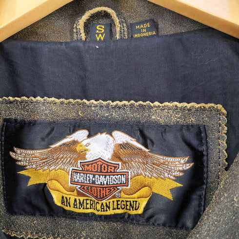 ハーレーダビッドソン HARLEY-DAVIDSON レザーフリンジ スウェードダブルライダースジャケット スタースタッズ メンズ import:S