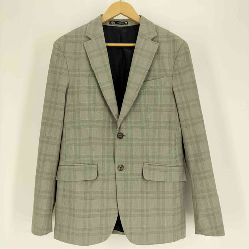 ザラ ZARA サイドベンツ チェック 2B テーラードジャケット ノータック スラックス パンツ セットアップ メンズ JK:38 PT:31
