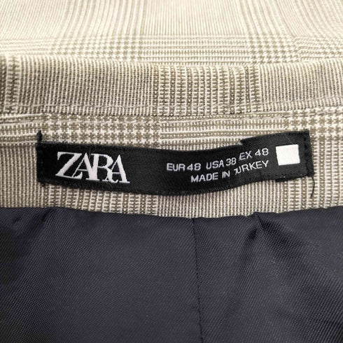 ザラ ZARA サイドベンツ チェック 2B テーラードジャケット ノータック スラックス パンツ セットアップ メンズ JK:38 PT:31