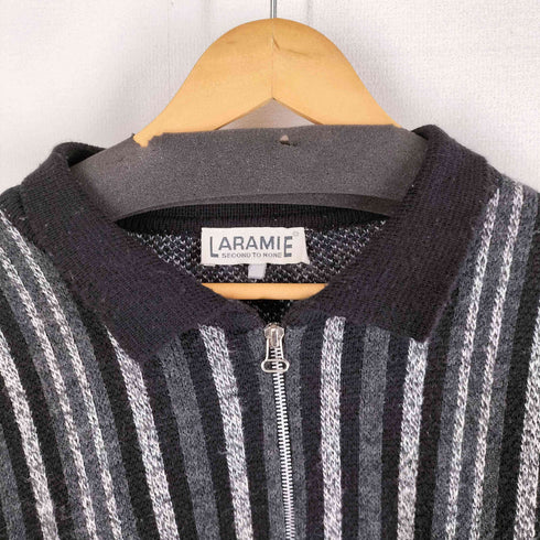 LARAMIE マルチストライプジップアップニットポロ メンズ