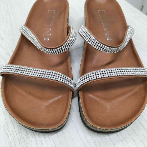 ITALIAN SHOEMAKERS ラインストーンミュールサンダル レディース 36