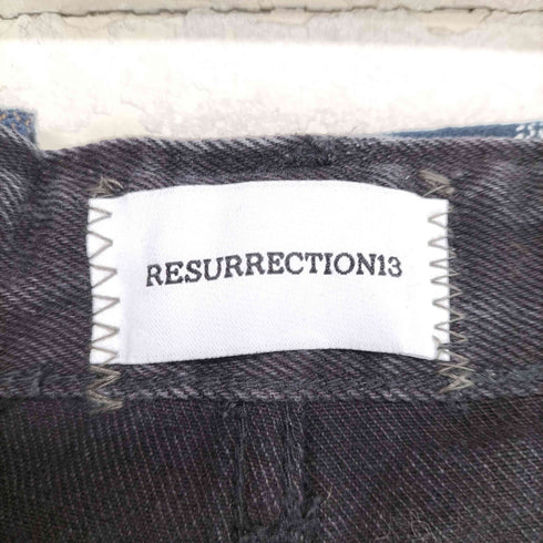 RESURRECTION13 チェックシャツ レイヤード バギーデニムパンツ import メンズ L
