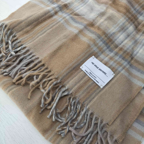 ザイノウエブラザーズ THE INOUE BROTHERS BRUSHED SCARF CHECK BABY ALPACA ブラッシュ スカーフ チェック ベビー アルパカ レディース