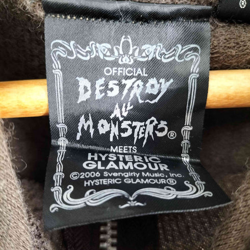 ヒステリックグラマー HYSTERIC GLAMOUR ×DESTROY ALL MONSTERS Y2K アンゴラコットン ニットジップパーカー メンズ M