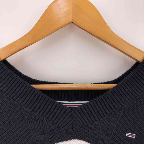 トミージーンズ tommy jeans クロップドストライプVネックニット レディース XS