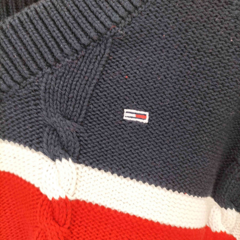 トミージーンズ tommy jeans クロップドストライプVネックニット レディース XS