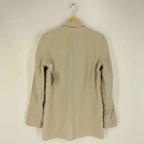 ザラ ZARA 裏地ストライプ リネンレーヨン ボタンレス テーラードジャケット レディース import:S