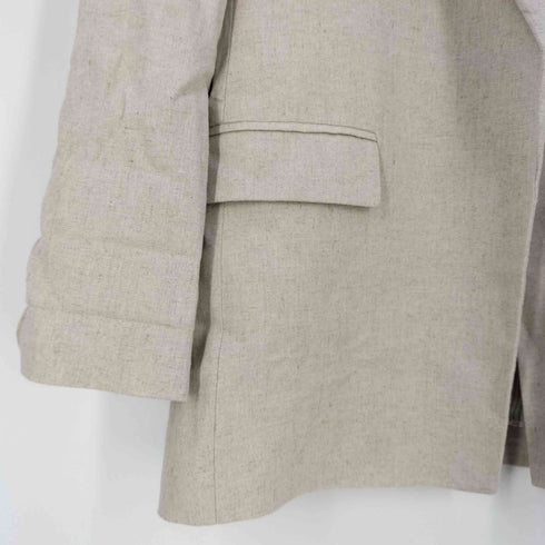 ザラ ZARA 裏地ストライプ リネンレーヨン ボタンレス テーラードジャケット レディース import:S