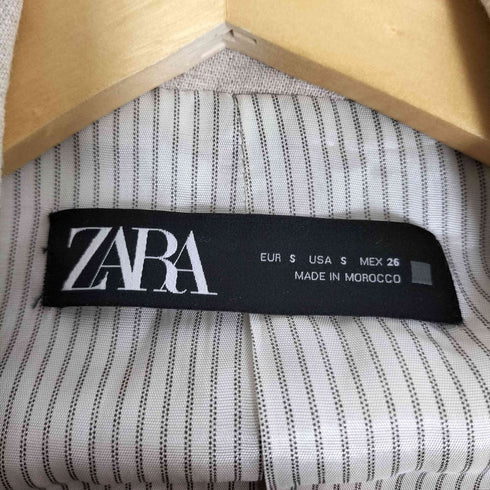 ザラ ZARA 裏地ストライプ リネンレーヨン ボタンレス テーラードジャケット レディース import:S