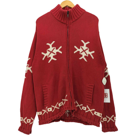 トミーヒルフィガー TOMMY HILFIGER ヘビーウェイト ジップアップ リブ ハイネック コットン ニット セーター メンズ import:L