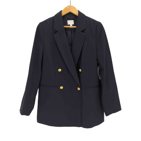 エイチアンドエム H&M 紺ブレ 金ボタン ダブルテーラードジャケット レディース JPN:S