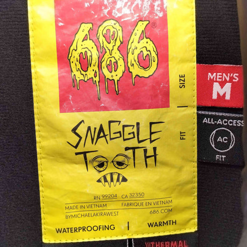 686 SNAGGLETOOTH スノーボードウェア キャラクター刺繍 ジャケット メンズ import:M