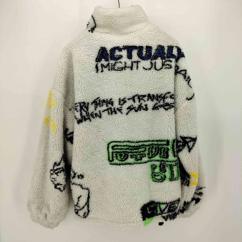 ザラ ZARA 総柄 ボア フリース ジャケット メンズ import:XL