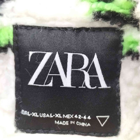 ザラ ZARA 総柄 ボア フリース ジャケット メンズ import:XL