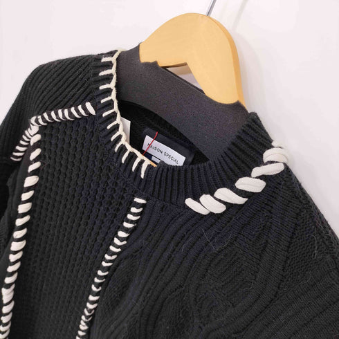 メゾンスペシャル MAISON SPECIAL Oni-Waffle Crazy Patchwork Stitch Embroidery Prime-Over Knit メンズ JPN:0