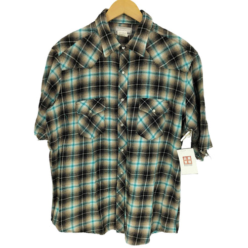 ラングラー Wrangler 90S WRANCHER SHIRT オンブレチェック スナップボタン ランチャー シャツ カットオフ メンズ import:XL